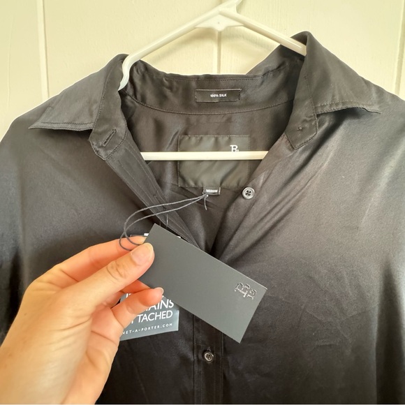 R13 Black Sleeved Blouse Side Open Medium BNWT - Picture 3 of 12